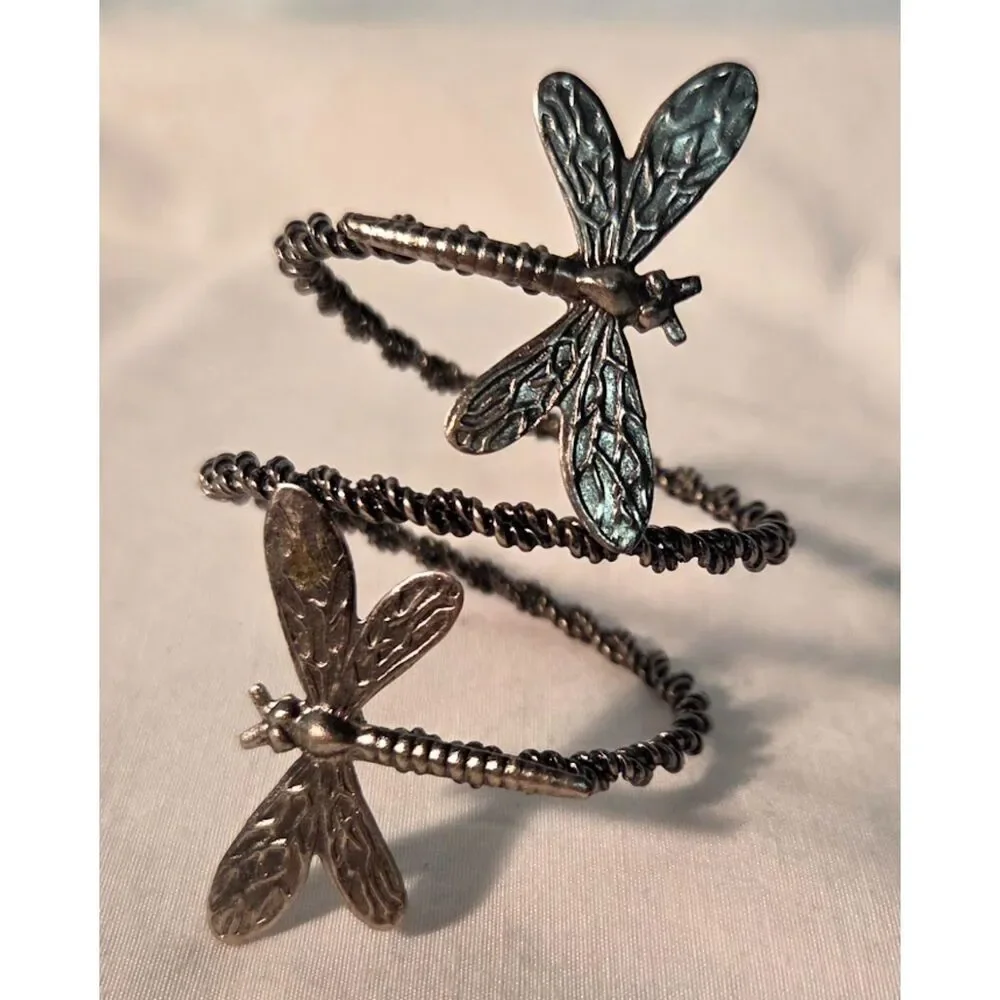 Set of 12 Dragonfly Metal Wire Napkin Rings Rustic Cottage Table Decor